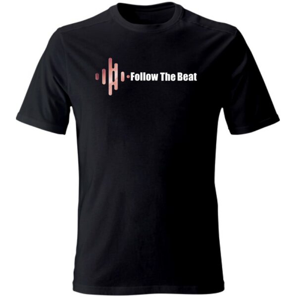 T-Shirt scura Follow The Beat scritta e logo